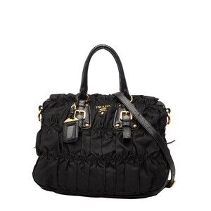 PRADA Black Leather Shoulder Bag